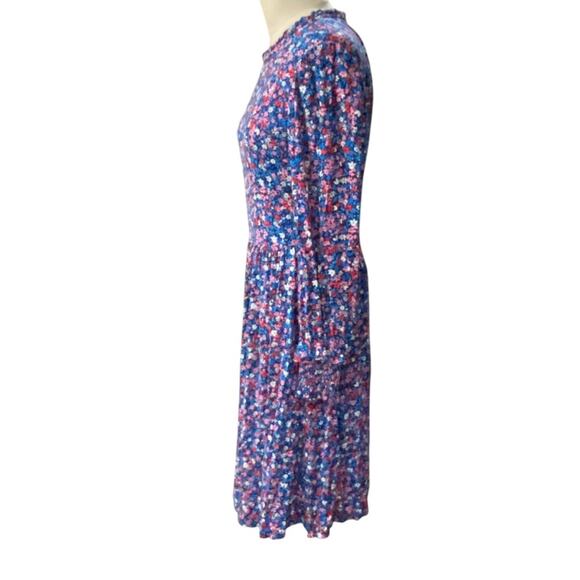 Draper James Ditsy Floral Kitty Ruffled Long Shift Dress Pink Blue Size Small - Picture 3 of 14